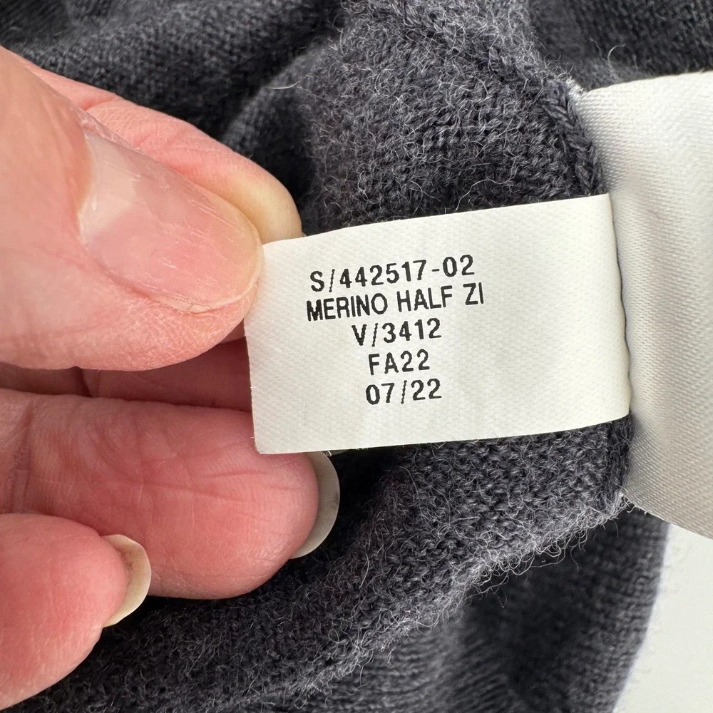 Banana Republic Half Zip Sweater Mens XL Charcoal Grey Italian Merino Wool